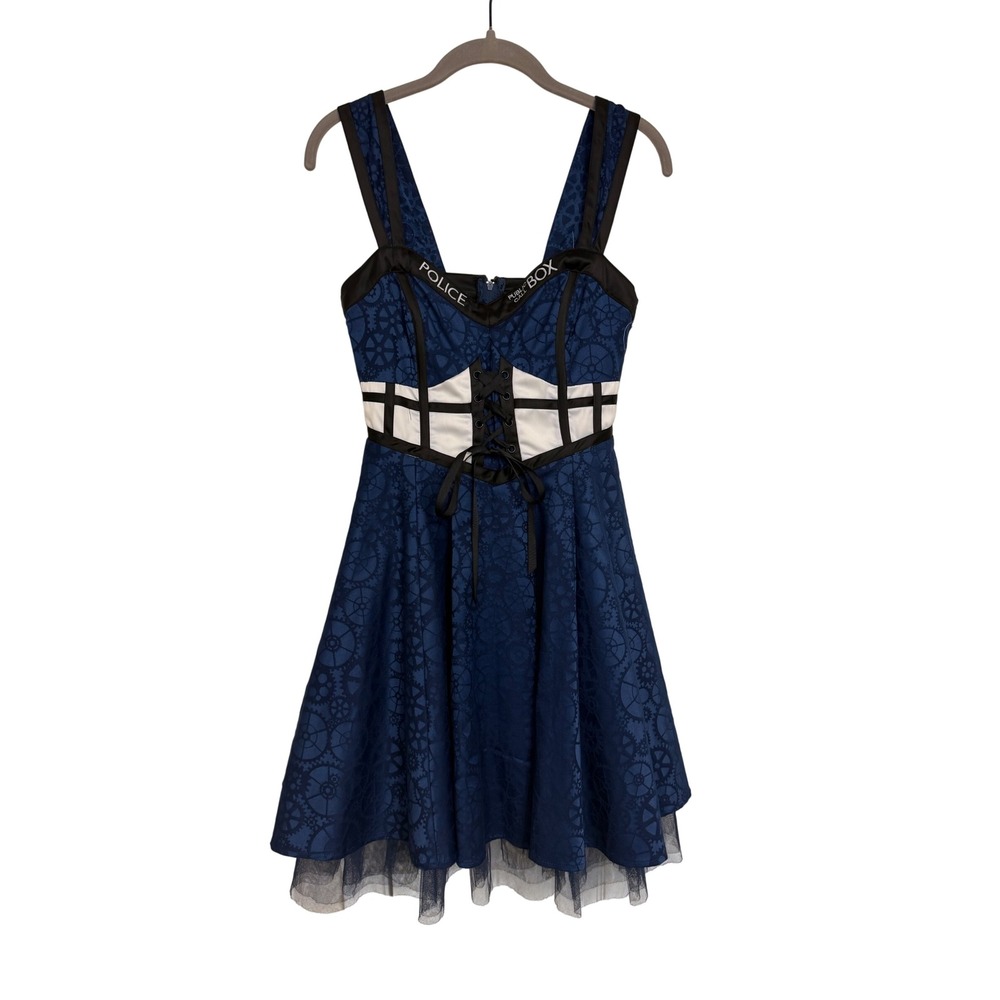 Doctor Who TARDIS Corset Dress Hot Topic BBC Collection Blue Jacquard XS
